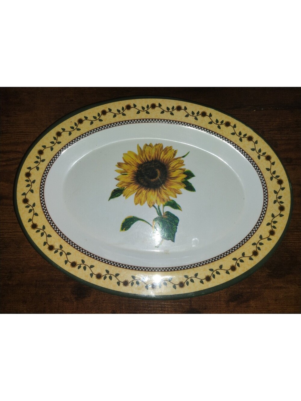 Vintage Sunflower Pattern Plastic Serving Platter